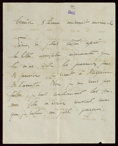 Scrisoare de la F. Franzoni către Panait Istrati, Geneva, 5 februarie, data poștei: 1931
