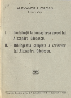 Contributii la cunoasterea operei lui Alexandru Odobescu