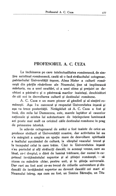 Profesorul A. C. Cuza