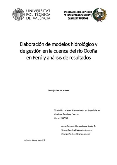 Elaboración de modelos hidrológico y de gestión en la cuenca del río Ocoña en Perú y análisis de resultados