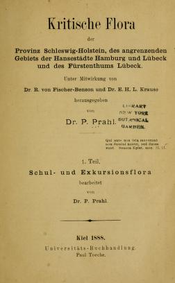 Kritische Flora der Provinz Schlezwig-Holstein, des angrenzenden Gebiets der Hansestädte Hamburg und Lübeck und des Fürstenthums Lübeck.