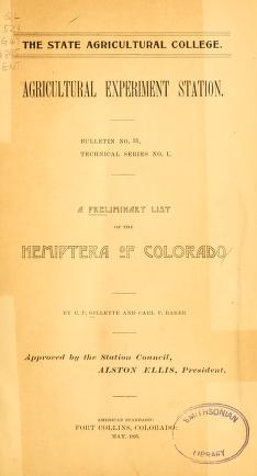 A preliminary list of the Hemiptera of Colorado