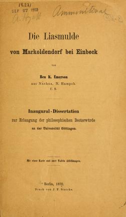 Die Liasmulde von Markoldendorf bei Einbeck / von Ben K. Emerson.