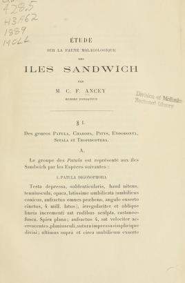 Étude sur la faune malacologique des iles Sandwich.