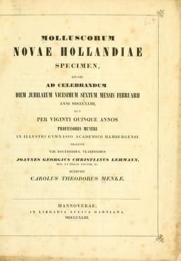 Molluscorum Novae Hollandiae specimen.