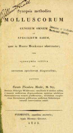 Synopsis methodica molluscorum generum omnium et specierum earum, quae in Museo Menkeano adservantur : cum synonymia critica et novarum specierum diagnosibus