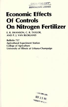 Economic effects of controls on nitrogen fertilizer