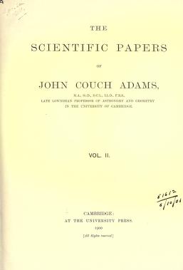 The scientific papers of John Couch Adams