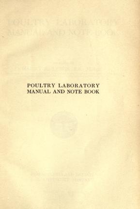Poultry laboratory manual and note book