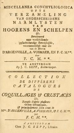 Miscellanea conchyliologica : ofte verzameling van onderscheidene naamlysten van hoorens en schelpen ...Meuscheniana