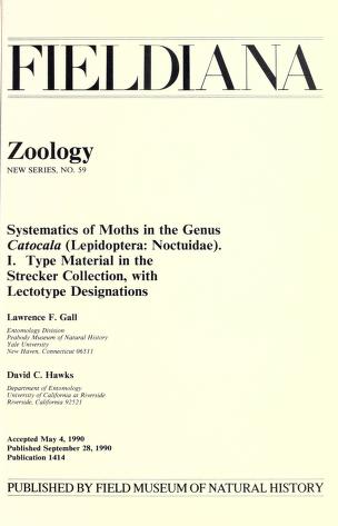 Systematics of moths in the genus Catocala (Lepidoptera: Noctuidae).