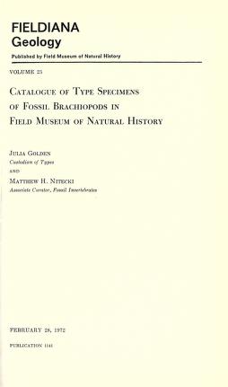 Catalogue of type specimens of fossil brachiopods in Field Museum of Natural HistoryBrachiopod types