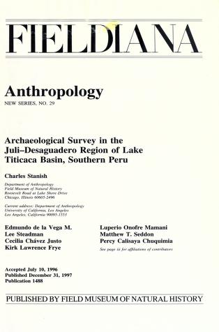 Archaeological survey in the Juli-Desaguadero region of Lake Titicaca Basin, Southern Peru