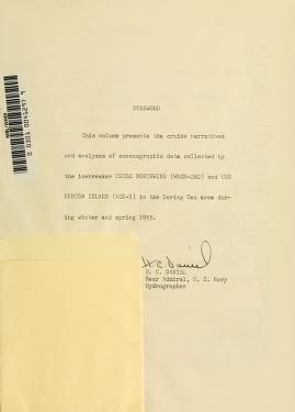 Oceanographic survey results Bering Sea area, winter and spring 1955