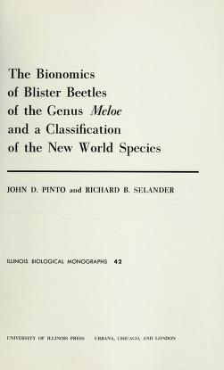 The bionomics of blister beetles of the genus Meloe and a classification of the New World species