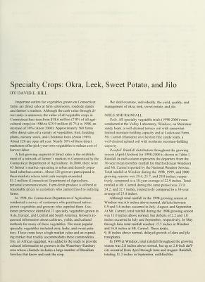 Specialty crops : okra, leek, sweet potato and jilo