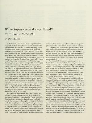 White Supersweet and Sweet Breed corn trials, 1997-1998