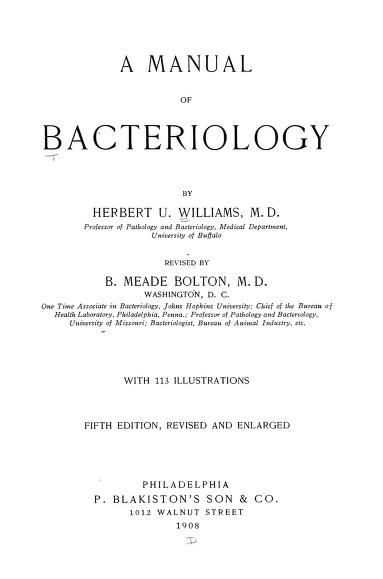 A manual of bacteriology