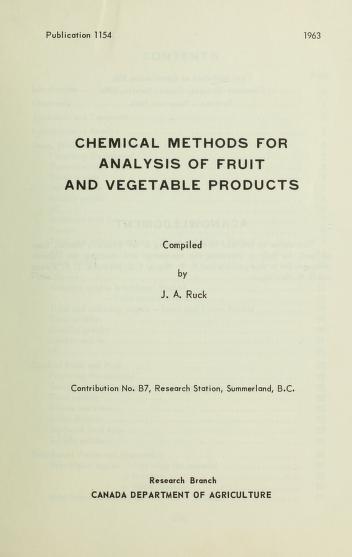 Chemical methods for analysis of fruit and vegetable products