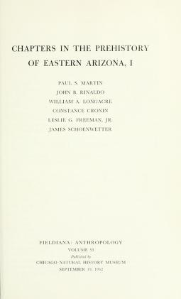Chapters in the prehistory of eastern Arizona