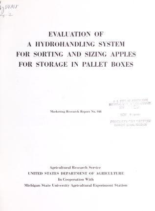 Evaluation of a hydrohandling system for sorting and sizing apples for storage in pallet boxes
