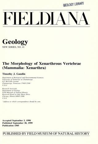 The morphology of xenarthrous vertebrae (Mammalia: Xenarthra)The morphology of xenarthrous vertebrae
