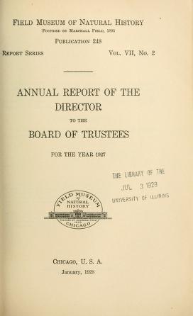 Annual report of the Director to the Board of Trustees for the year ...