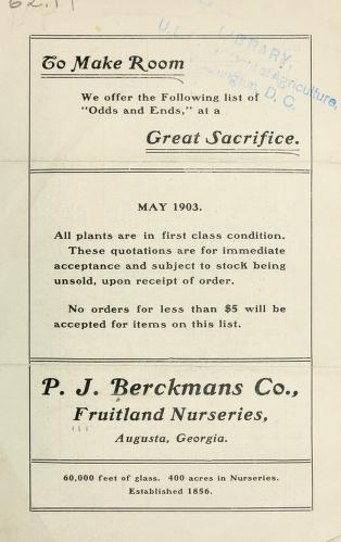 To make room we offer the following list of "odds and ends," at a great sacrifice : May 1903.