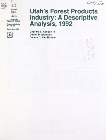 Utah's forest products industry : a descriptive analysis, 1992