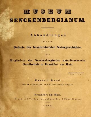 Museum Senckenbergianum : Abhandlungen aus dem Gebiete der beschreibenden NaturgeschichteMus. Senck. (Abh.)Abhandlungen aus dem Gebiete der beschreibenden Naturgeschichte