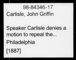 Speaker Carlisle denies a motion to repeal the tobacco taxesSpeaker Carlisle and the tobacco taxes