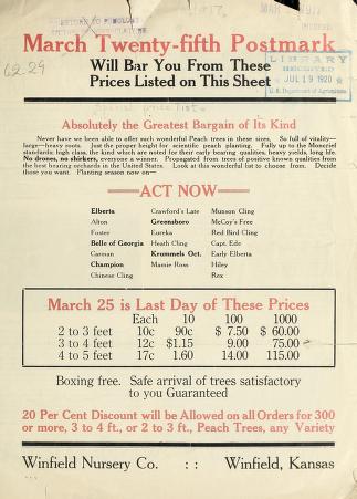 March twenty-fifth postmark will bar you from these prices listed on this sheet