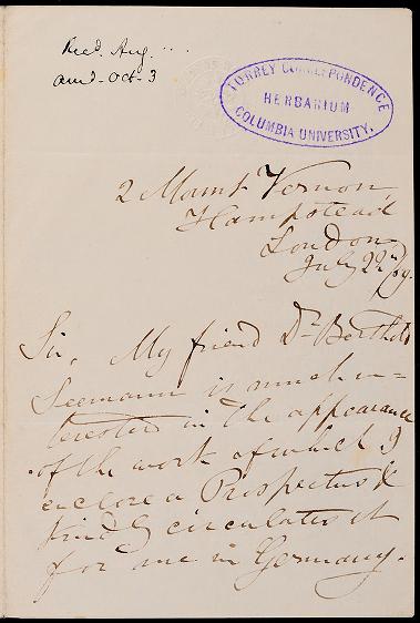 Benjamin Clarke and John Torrey correspondence, 1859