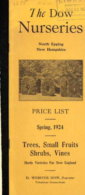 Price list [of] trees, small fruits, shrubs, vines, hardy varieties for New England : spring 1924