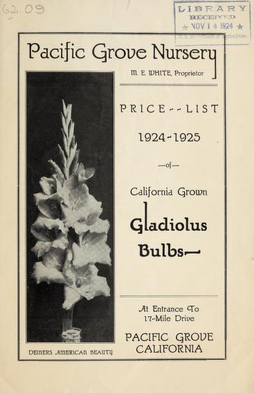Price list 1924-1925 of California grown gladiolus bulbs