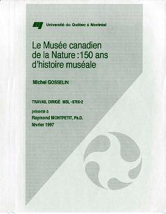 Le Musée canadien de la nature : 150 ans d'histoire muséale
