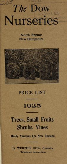 Price list, 1925 : trees, small fruits, shrubs, vines, hardy varieties for New England