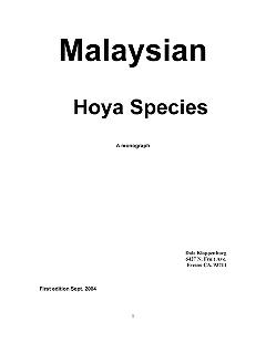 Malaysian hoya species : a monograph