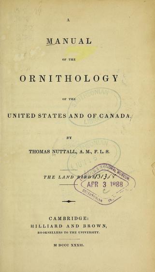 A manual of the ornithology of the United States and of CanadaManual of the ornithology of the United States and of Canada.Land birds