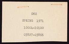 Palearctic Migratory Bird Survey, survey records, 1966-1973 : Egypt banding information (060-10004 to 060-10100; 060-03827 to 060-03833), Spring 1971, PMS banding forms.