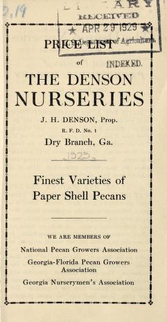 Price list of the Denson Nurseries : finest varieties of paper shell pecans