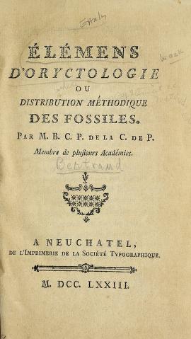 Élémens d'oryctologie, ou, Distribution méthodique des fossilesDistribution méthodique des fossilesOryctologie