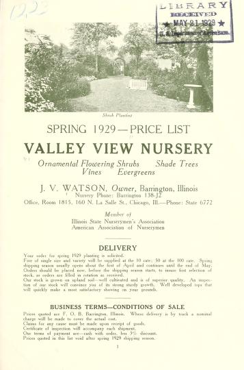 Spring 1929 price list