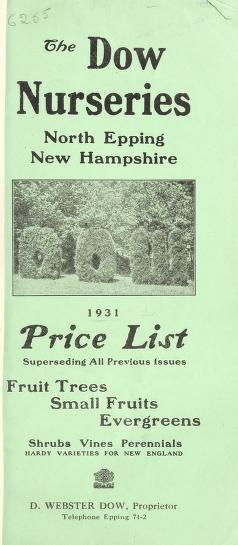 1931 Price list, superseding all previous issues [of] fruit trees, small fruits, evergreens, shrubs, vines, perennials, hardy varieties for New England