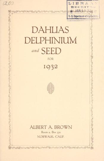 Dahlias, delphinium and seed for 1932