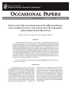 Comments on Late Quaternary Ursids from the Texas/Oklahoma Southern Plains, with documentation of the last known native Black Bear (Ursus Americanus) from the Texas Hill Country