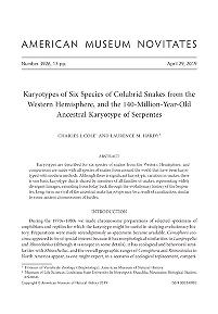 Karyotypes of six species of colubrid snakes from the Western Hemisphere, and the 140-million-year-old ancestral karyotype of Serpentes