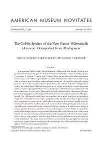 The goblin spiders of the new genus Volborattella (Araneae, Oonopidae) from MadagascarNew genus Volborattella
