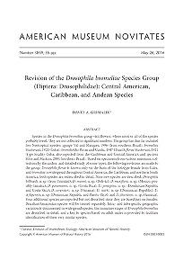 Revision of the Drosophila bromeliae species group (Diptera, Drosophilidae).Central American, Caribbean, and Andean species