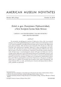 Kolotl, n. gen. (Scorpiones, Diplocentridae), a new scorpion genus from MexicoKolotl